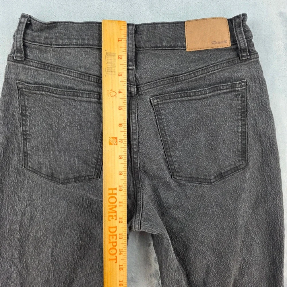 Madewell The Perfect Vintage Straight Jean 28P Washed‎ Black High Rise Raw Hem